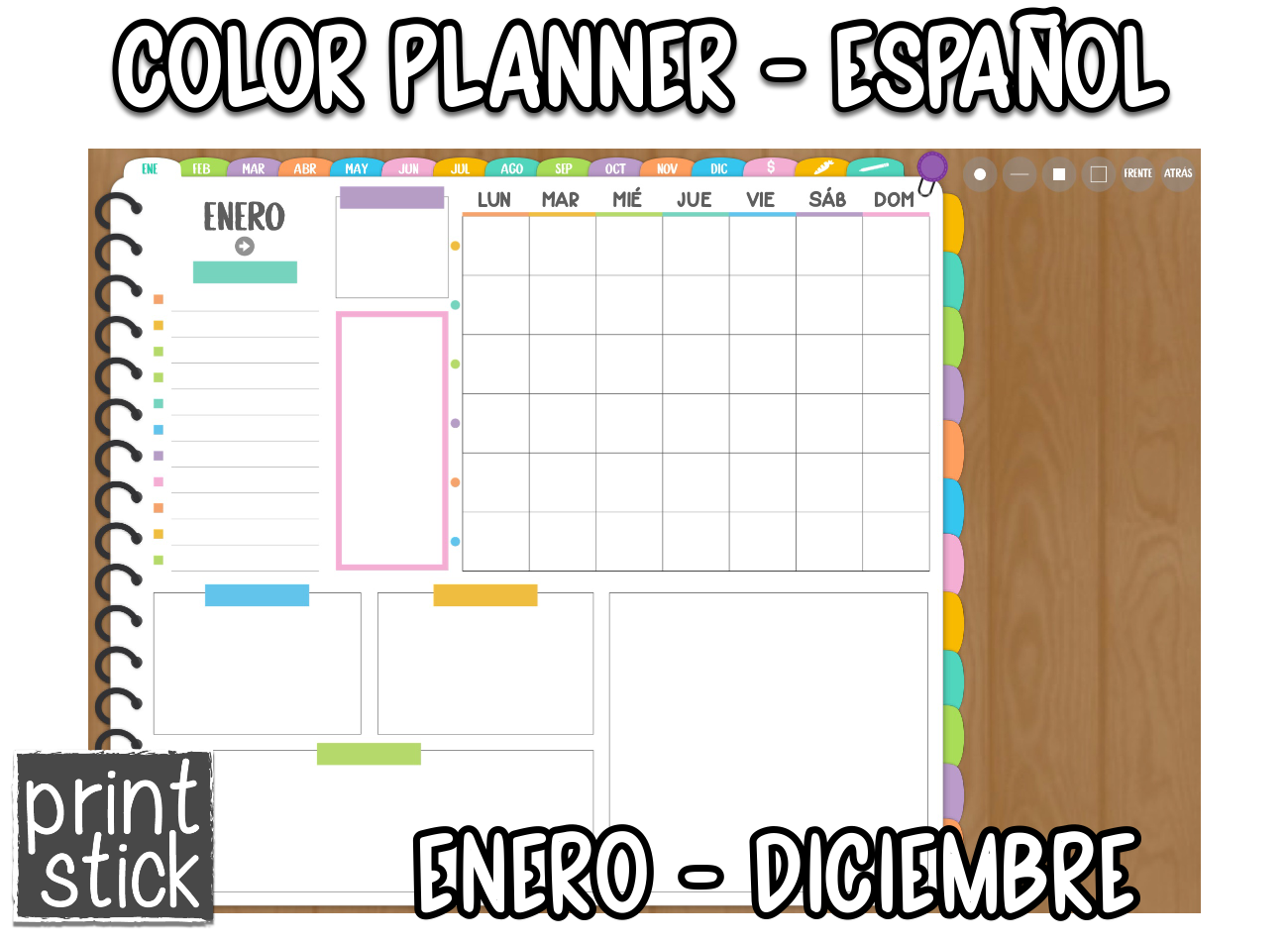 En Español: Agenda Digital Color Planner V2 - Print Stick