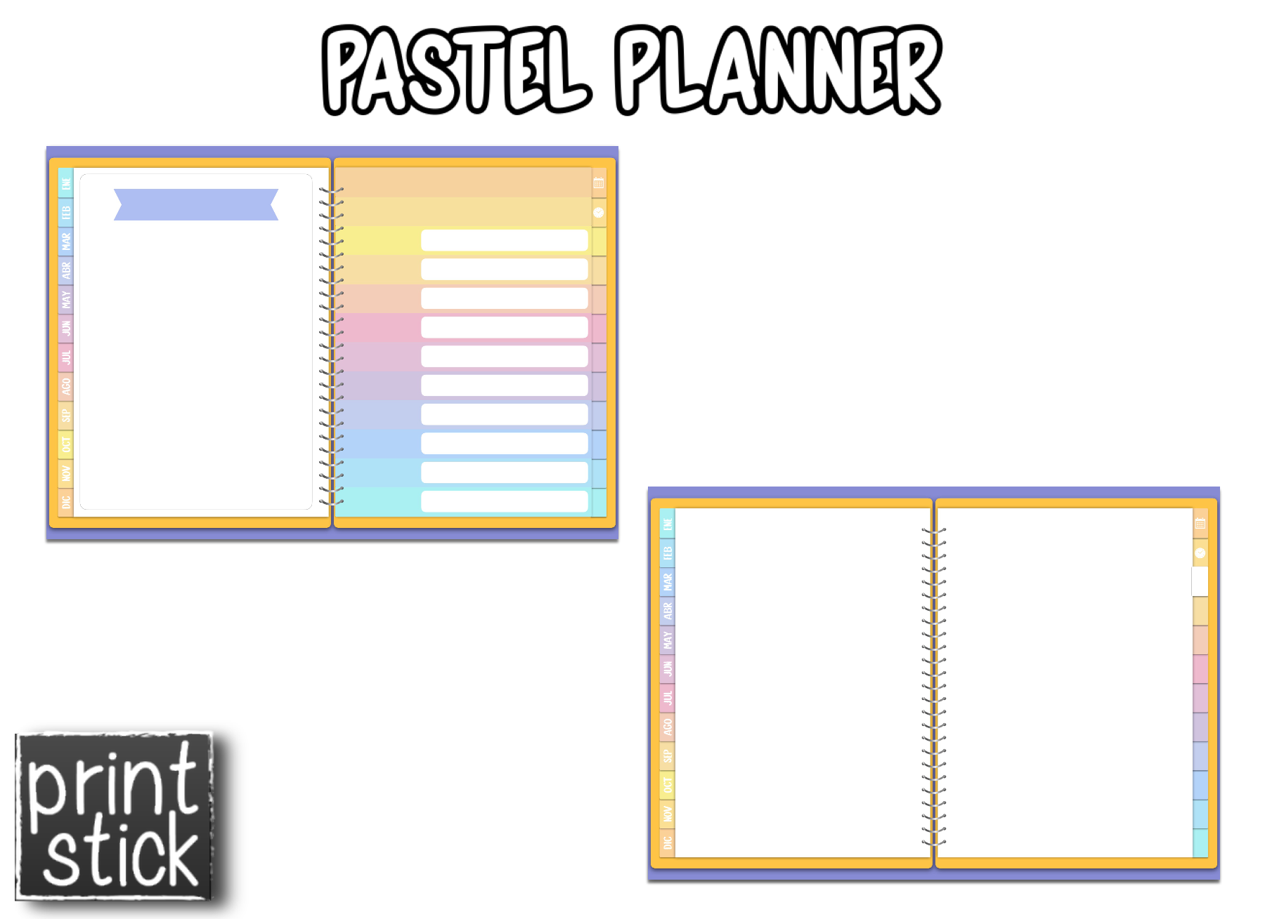 En español: Agenda Digital Pastel Planner - Print Stick