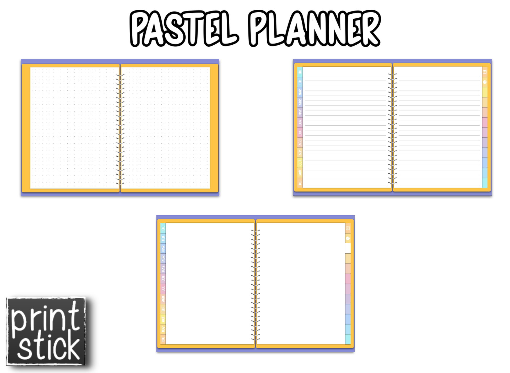 En español: Agenda Digital Pastel Planner - Print Stick