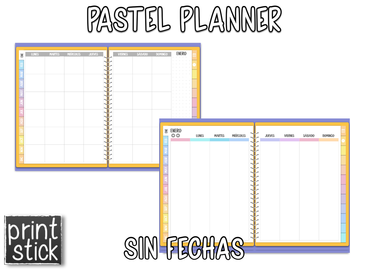 En español: Agenda Digital Pastel Planner - Print Stick