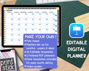 Editable Digital Planner - for Keynote - Print Stick