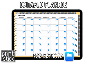 Editable Digital Planner - for Keynote - Print Stick