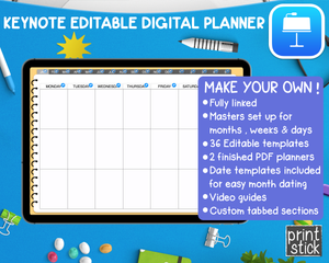 Editable Digital Planner - for Keynote - Print Stick