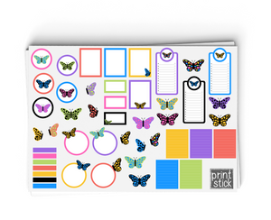 SS- Butterflies Digital Planner Stickers - Print Stick