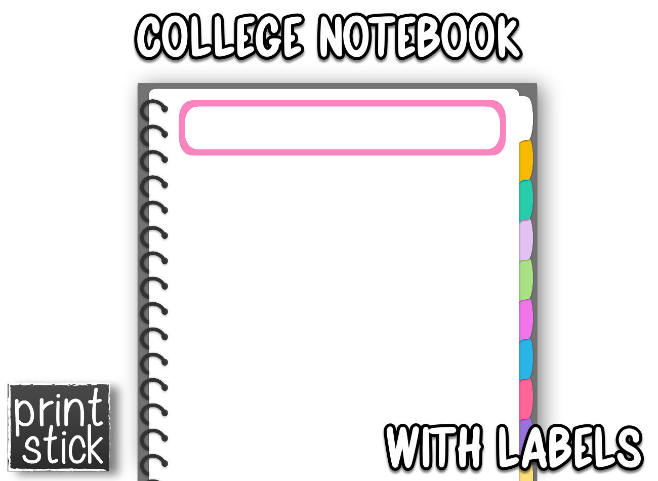 Subject Notebook - Print Stick