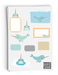 SS Narwhal Digital Planner Stickers - Print Stick