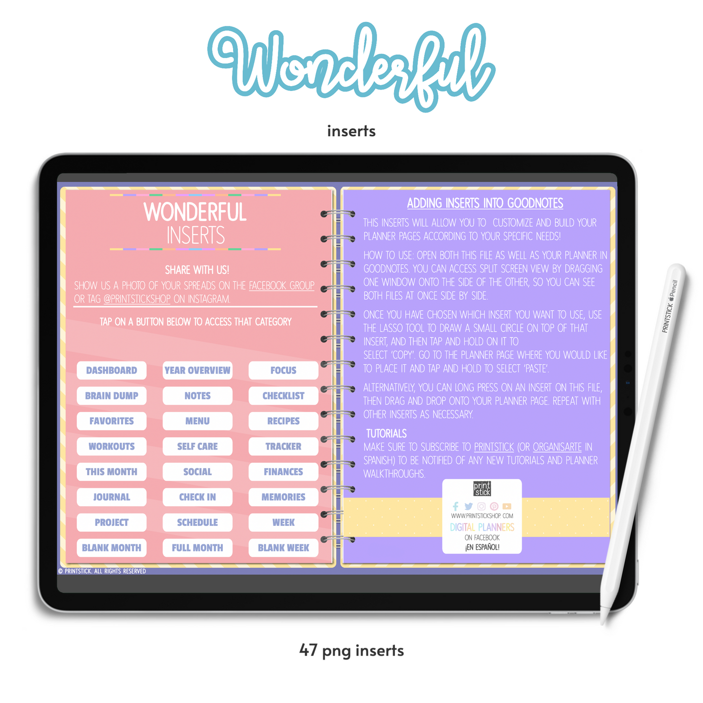 Wonderful Inserts - Digital Planner Inserts - PrintStick