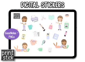 SS Paper Planner Girl Digital Planner Stickers - Print Stick