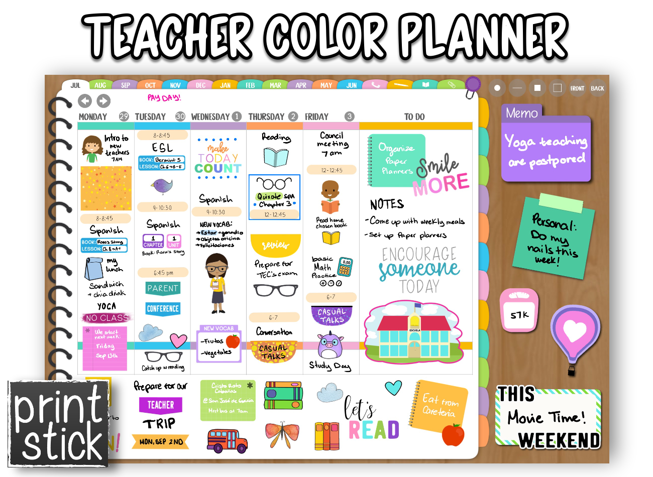 Teacher Color Planner - Print Stick