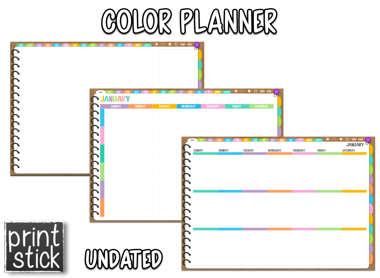 Color Planner - Digital Planner - Print Stick