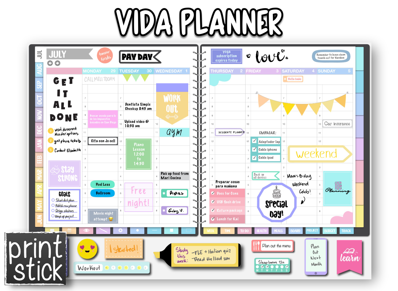 Vida Planner - Dated - Print Stick