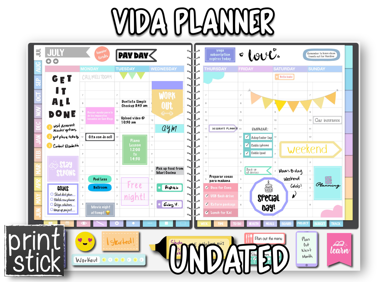 Vida Planner - Undated - Print Stick