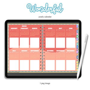 Wonderful Calendar - Yearly Calendar Insert - For Undated Planners - PrintStick