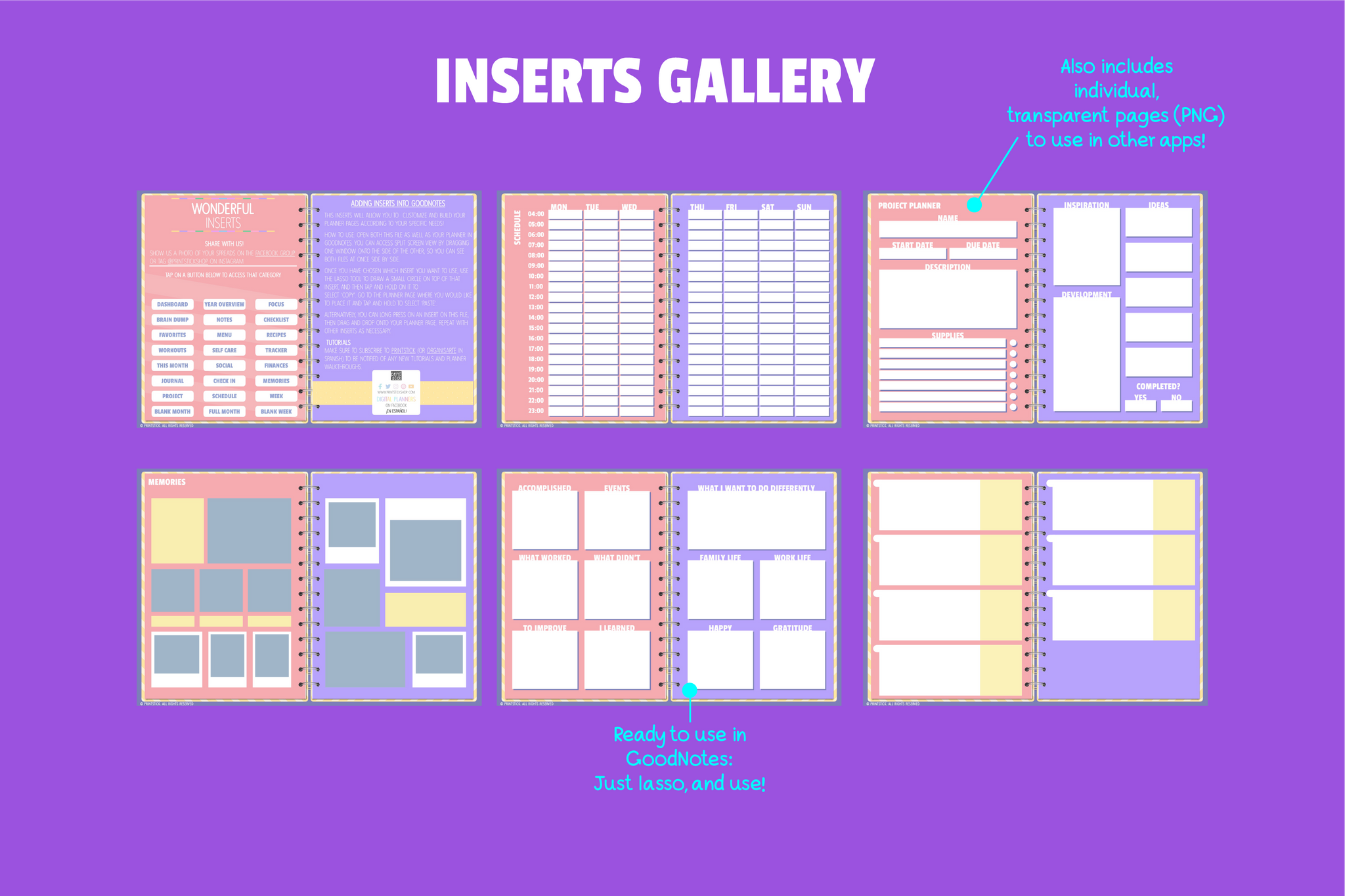 Wonderful Inserts - Digital Planner Inserts - PrintStick