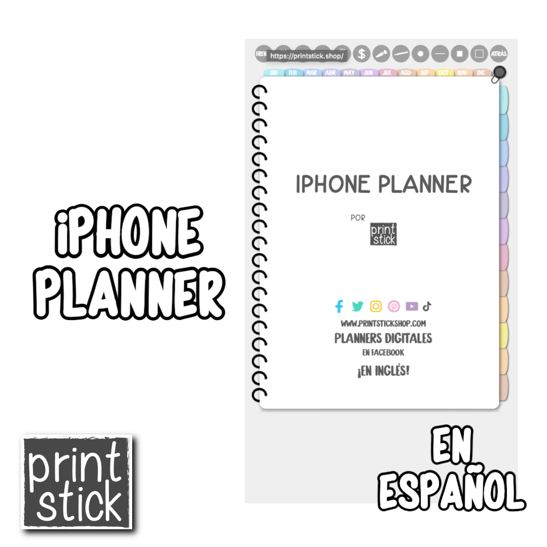 En Español: Agenda Digital iPhone Planner (Para Smartphones) - PrintStick