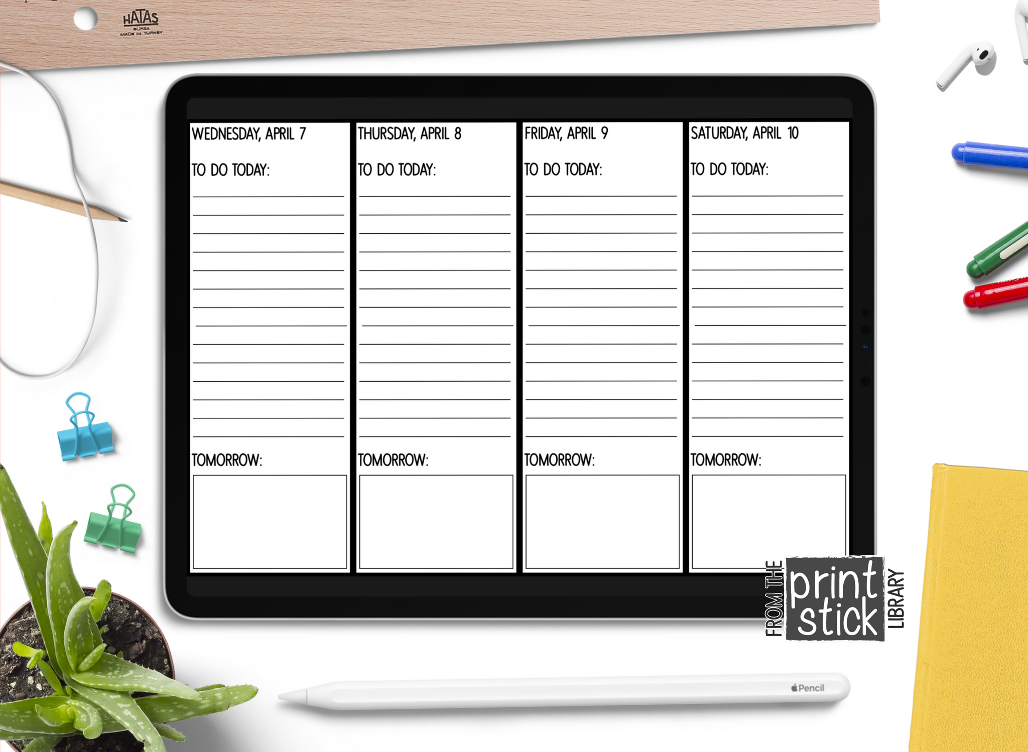 4 - Day Planner - Digital Planner - Print Stick