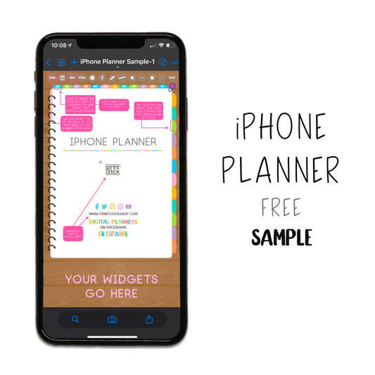 𝘍𝘙𝘌𝘌 𝗦𝗮𝗺𝗽𝗹𝗲 - iPhone Planner - Print Stick