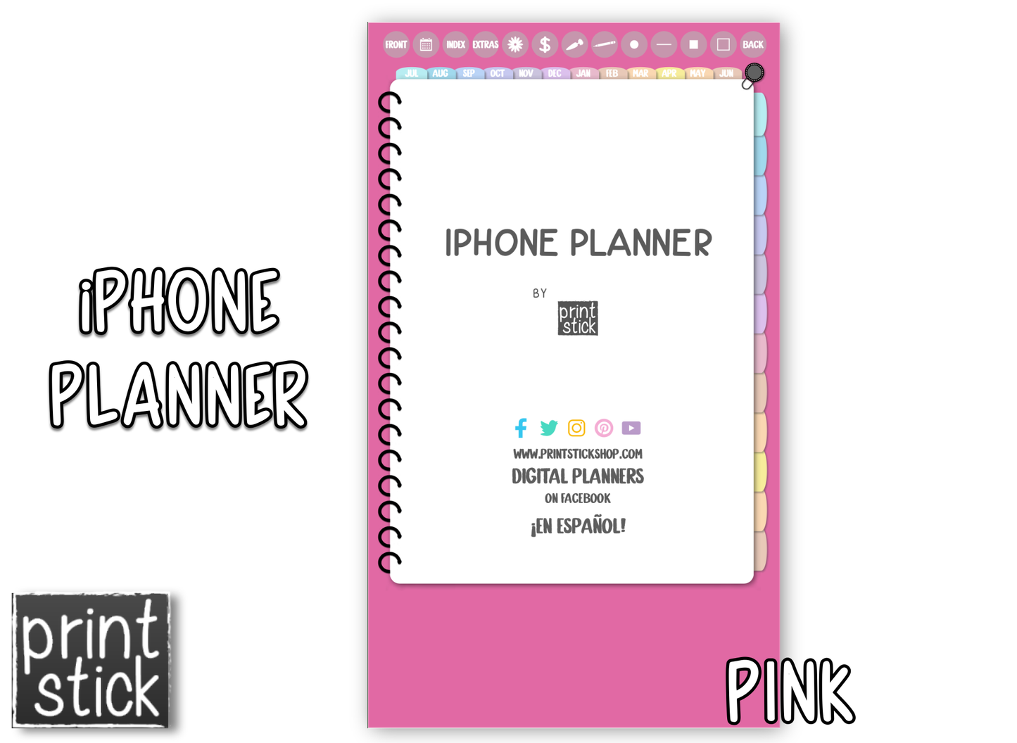 iPhone Planner - Digital Planner for Smartphones - Print Stick