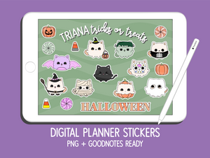 SS- Halloween Triana Tricks or Treats - Digital Planner Stickers - Print Stick